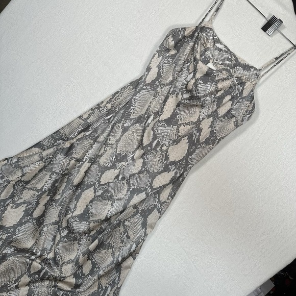 H&M Satin Slip Snake Print Dress Size Large - Picture 2 of 8